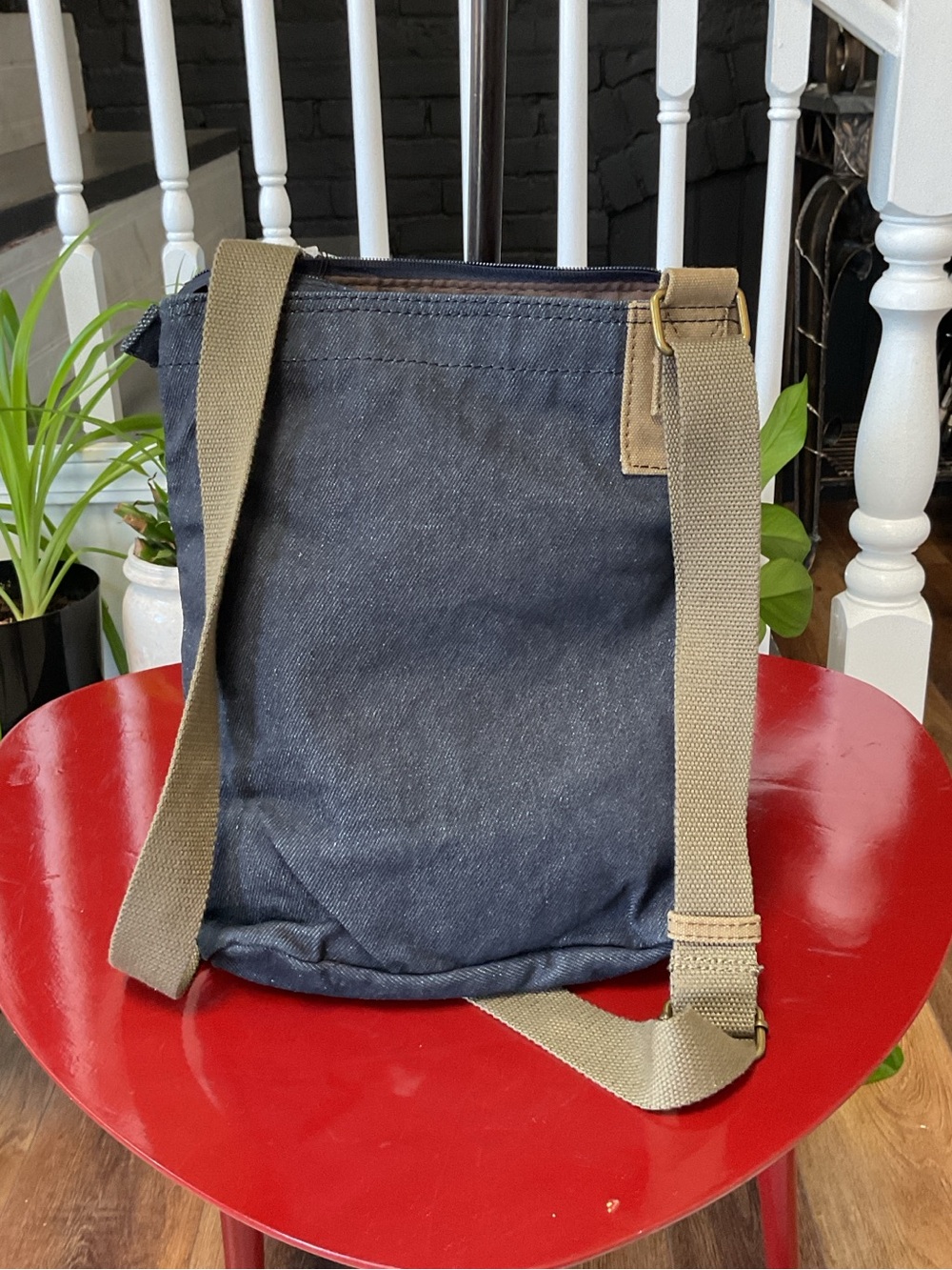 CHALA Canvas Crossbody Bag - Black with Tan Accents - Picture 2 of 6